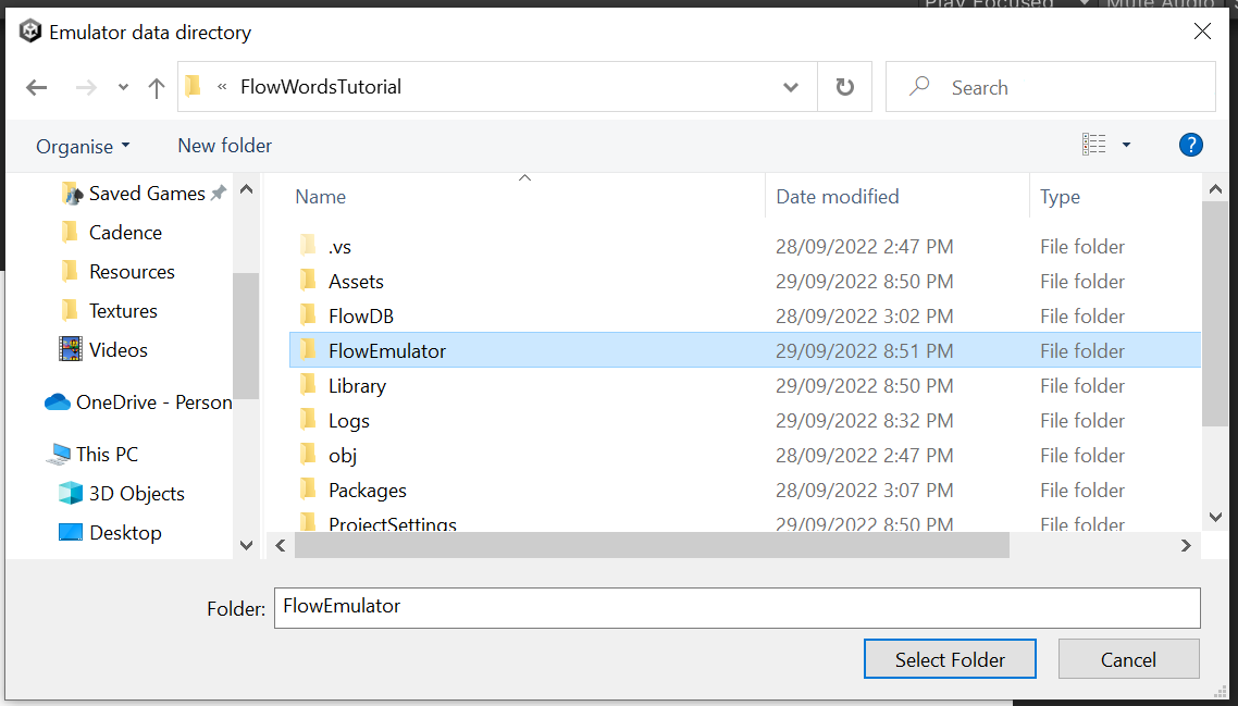Set Emulator data directory example
