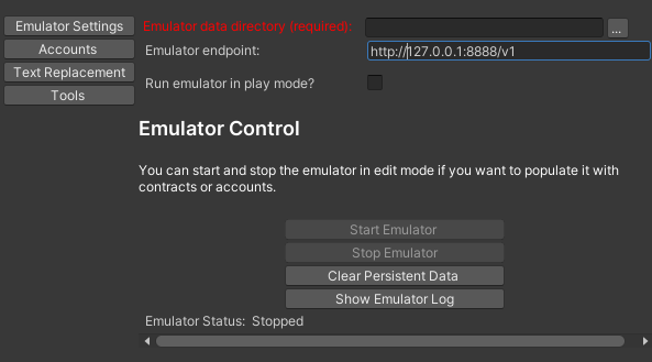 FlowControl Emulator Settings